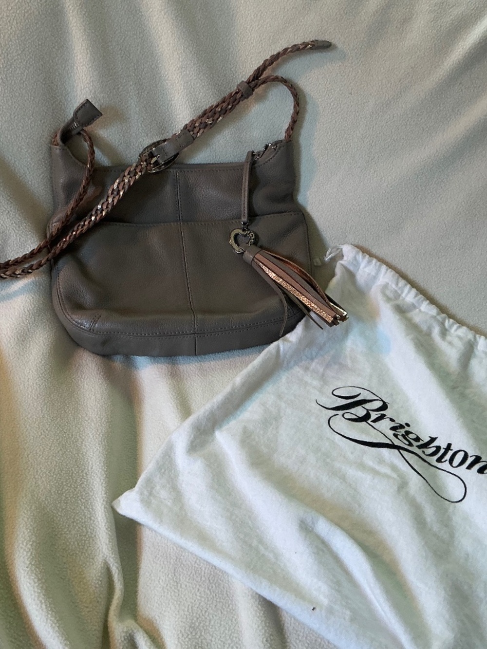 Brighton gray pebbled Barbados hobo bag
